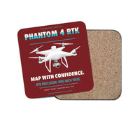 Thumbnail for DJI Phantom 4 RTK design on dark red 1 piece coaster