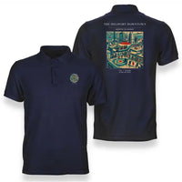 Thumbnail for VINTAGE G4127 - The Heliport Downtown - Double-Side Polo T-Shirt design on navyblue