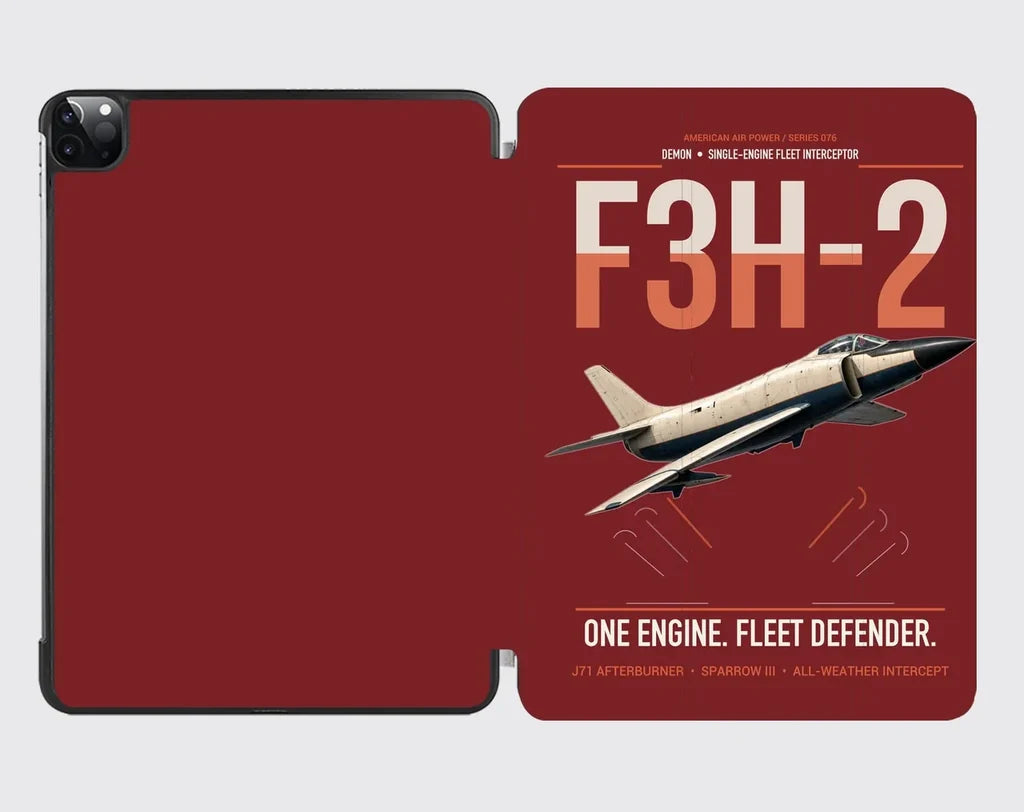 F3H-2 Demon design on dark red ipad tablet case