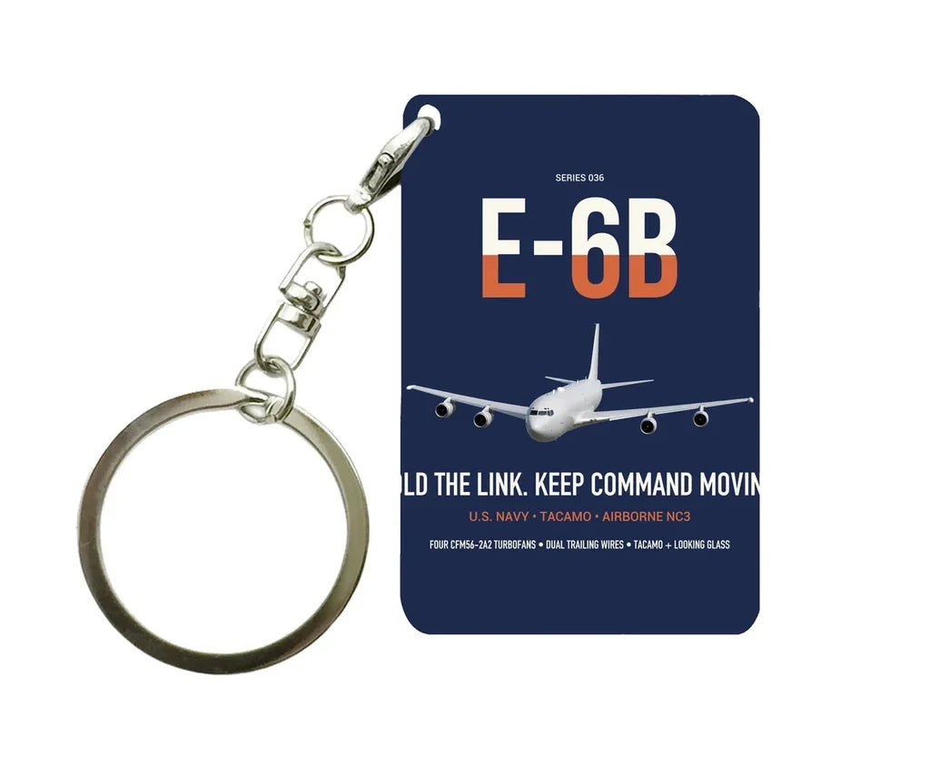 E-6B Mercury design on navy blue designed key chain, double-side print