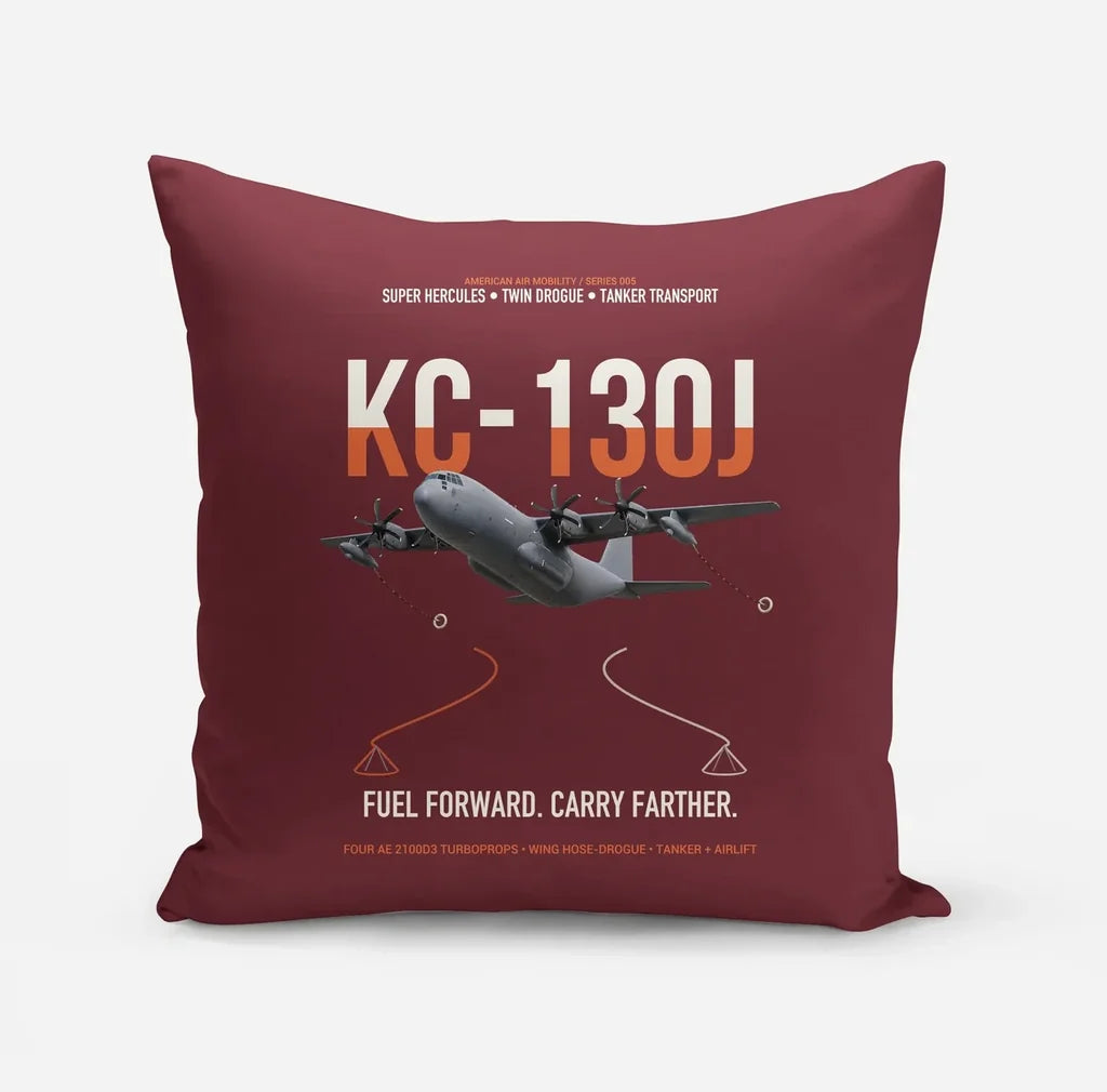 KC-130J SUPER HERCULES design on dark red pillow