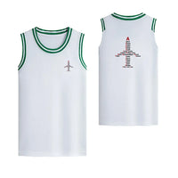 Thumbnail for Airplane Shape Aviation Alphabet Designed Basketball Style Sports Tank Tops - view 12
