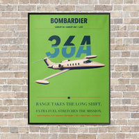 Thumbnail for Bombardier Learjet 36A vertical canvas print - framed - light green background