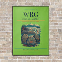 Thumbnail for Wrangell Airport WRG vertical canvas print - framed - light green background