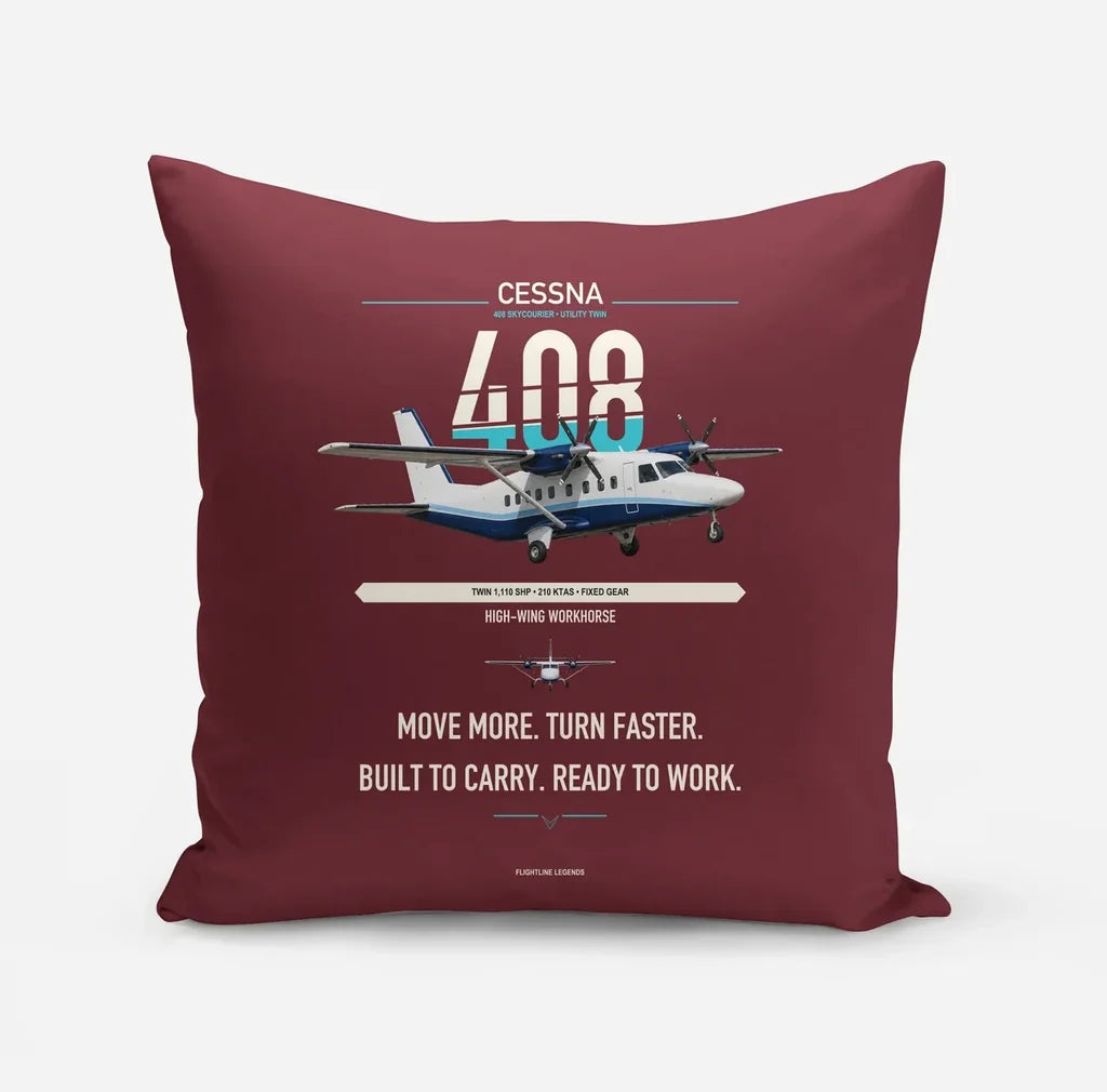 Cessna 408 SkyCourier design on dark red pillow
