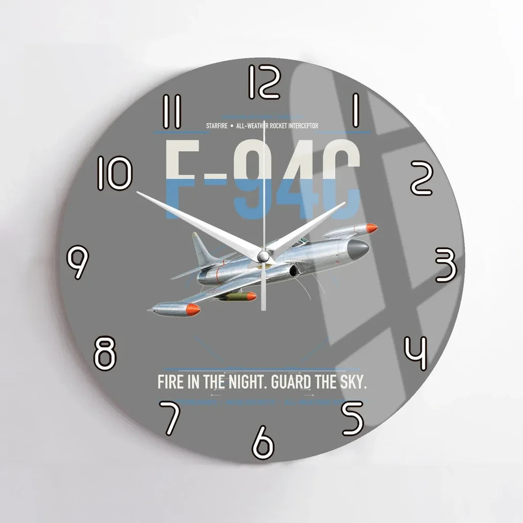 F-94C Starfire design on gray no frame wall clock