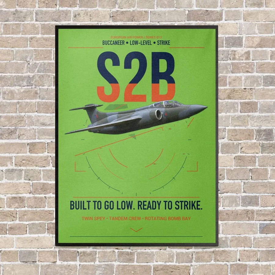 Blackburn Buccaneer S2B vertical canvas print - framed - light green background