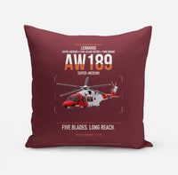 Thumbnail for Leonardo AW189 design on dark red pillow