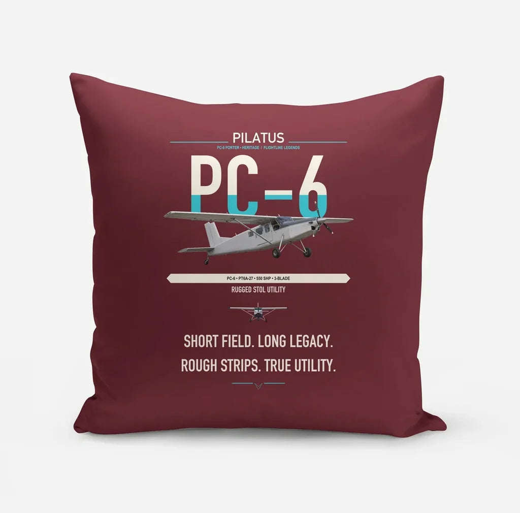 Pilatus PC-6 Porter design on dark red pillow
