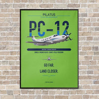 Thumbnail for Pilatus PC-12 PRO vertical canvas print - framed - light green background