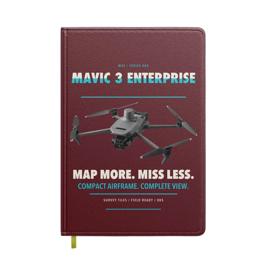 DJI Mavic 3 Enterprise design on dark red notebook