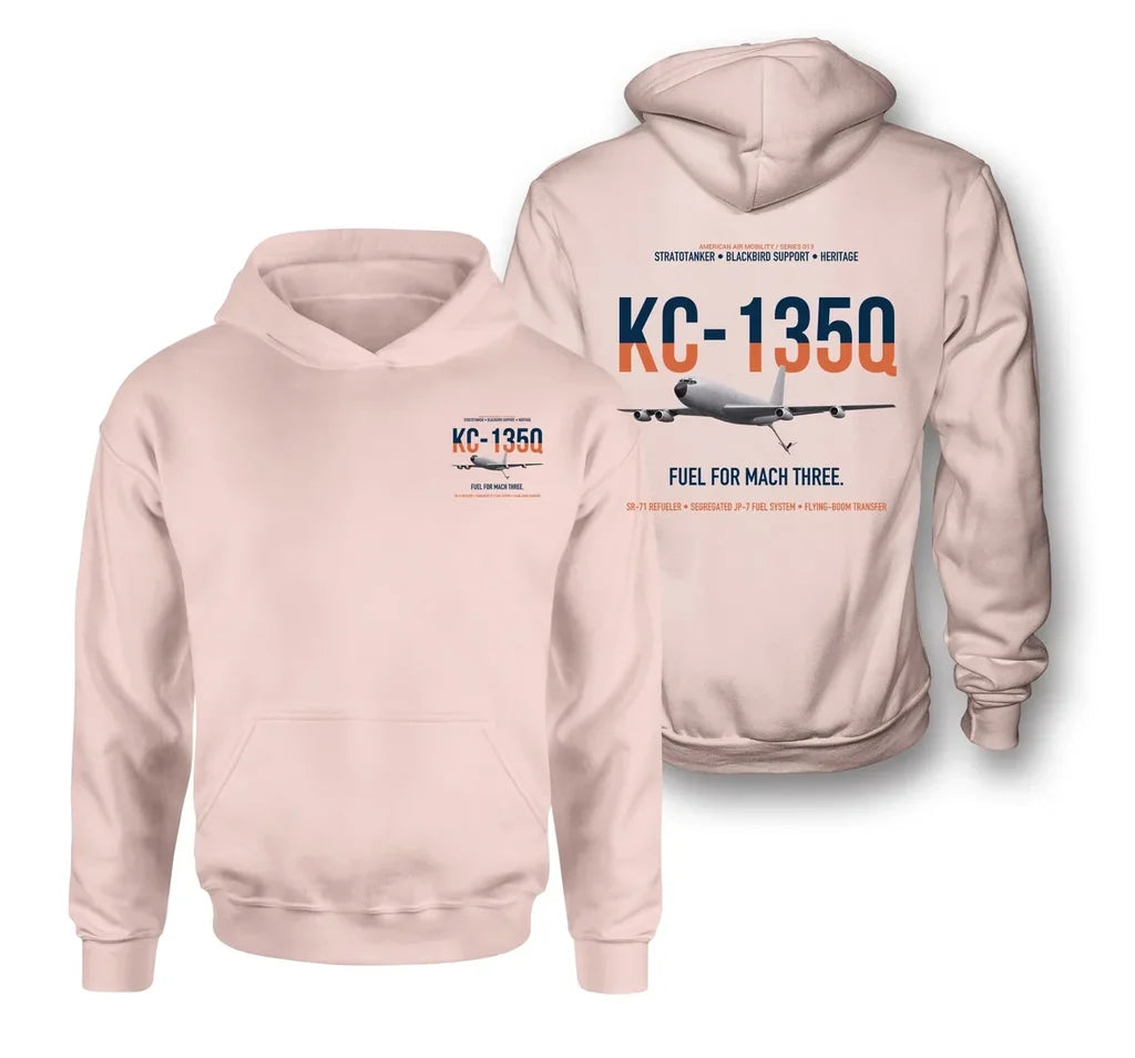 KC-135Q Blackbird Tanker design on pink double-side hoodie, double-side print