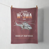 Thumbnail for PZL-Świdnik W-3WA Sokół design on dark red towel