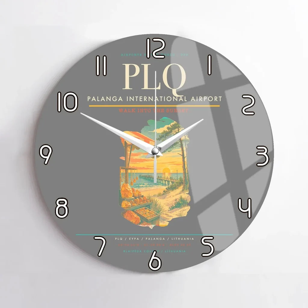 Palanga International Airport (PLQ) design on gray no frame wall clock