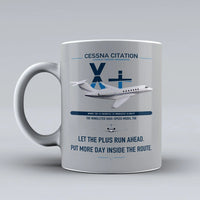 Thumbnail for Cessna Citation X+ design on light gray ceramic mug, double-side print