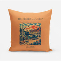 Thumbnail for VINTAGE G4151 - The Desert Mail Stop - Designed Pillows design on orange