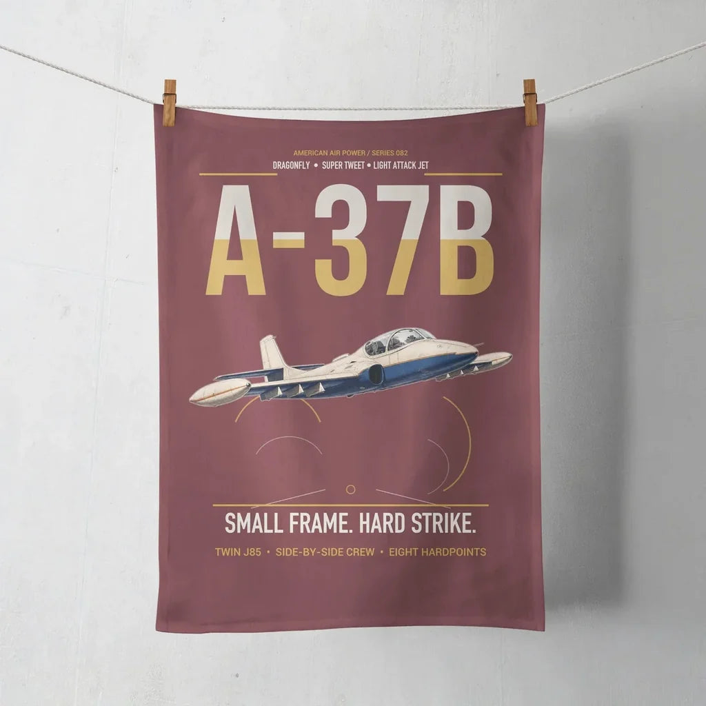 A-37B Dragonfly design on dark red towel