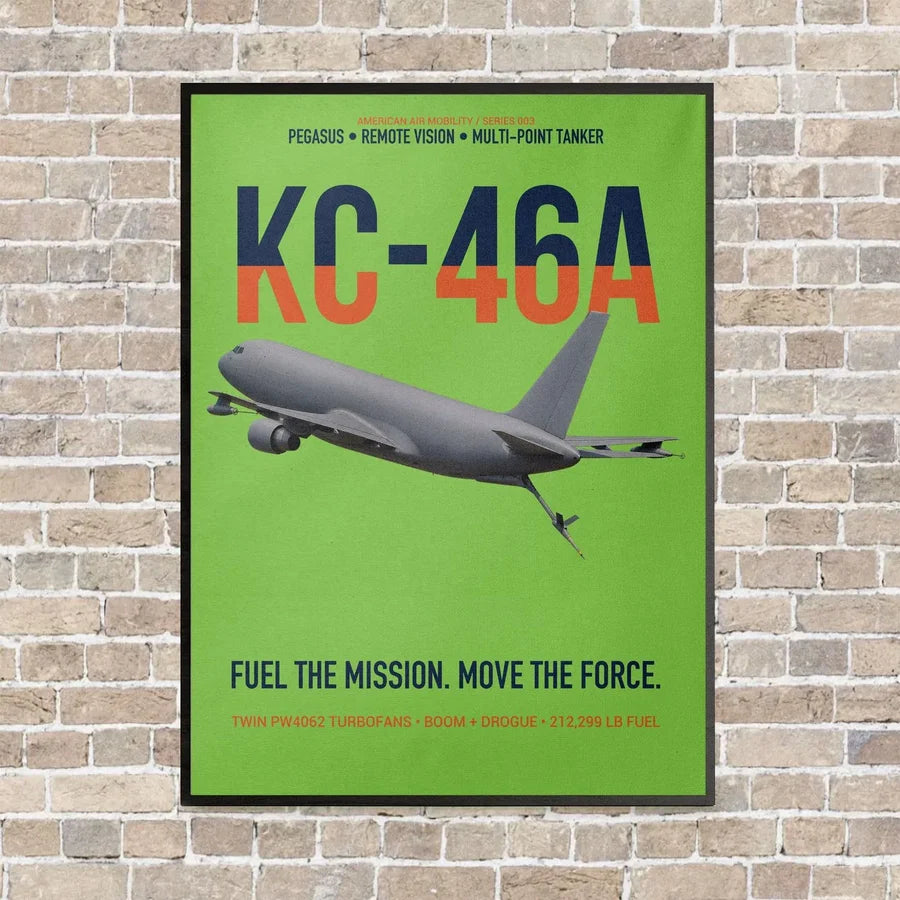 KC-46A PEGASUS vertical canvas print - framed - light green background