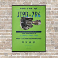 Thumbnail for JT9D-7R4 vertical canvas print - framed - light green background