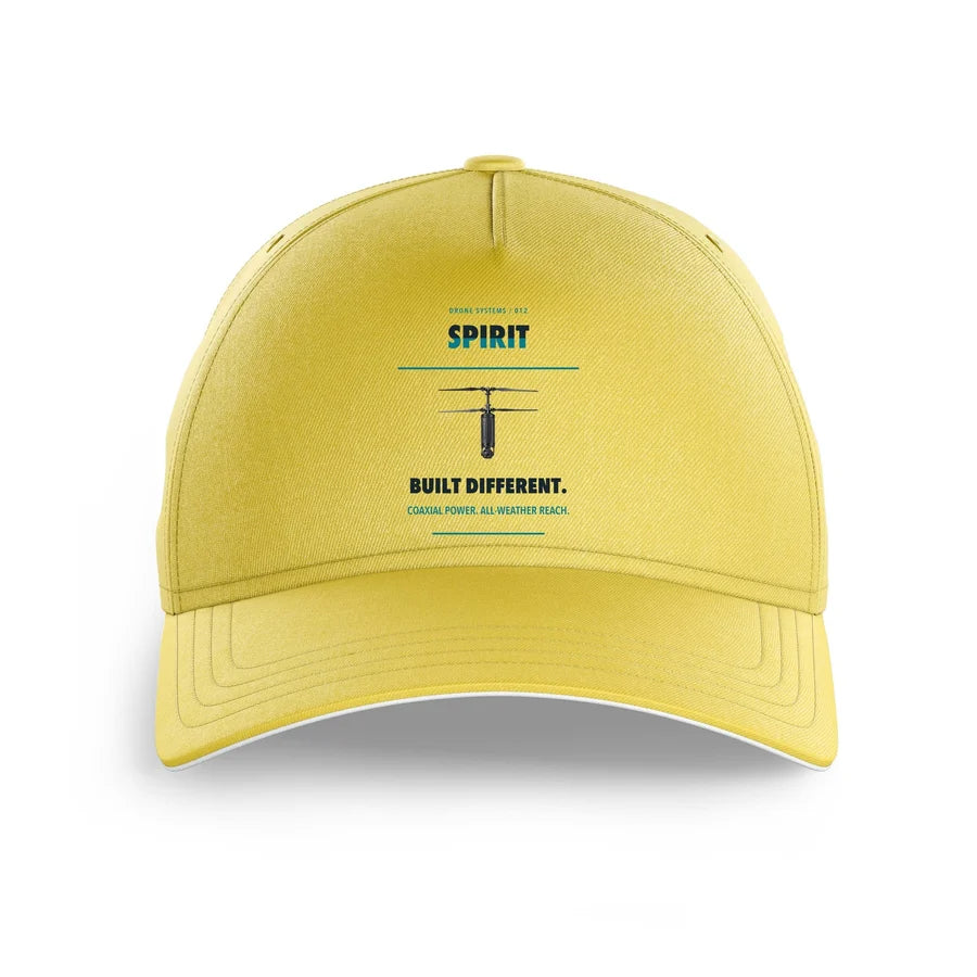 Ascent AeroSystems Spirit design on yellow printed hat