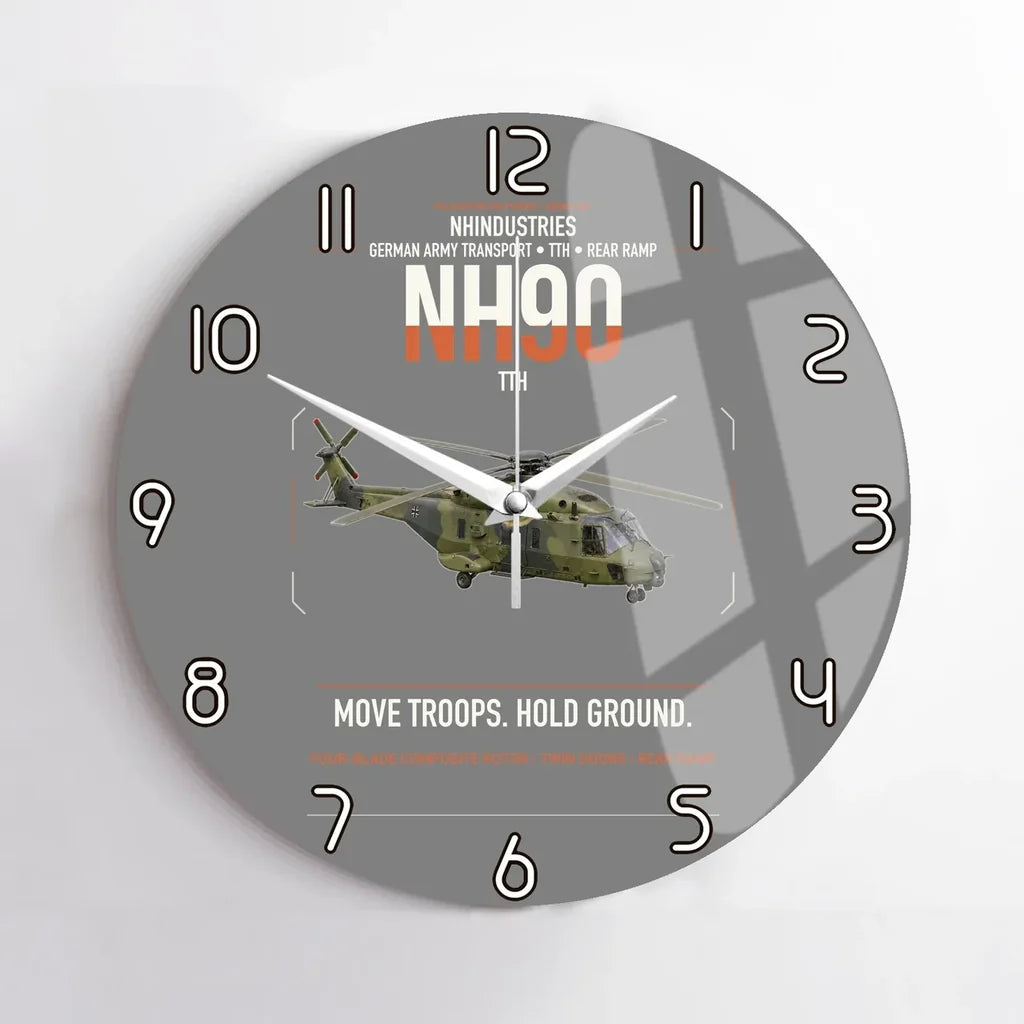 NHIndustries NH90 TTH design on gray no frame wall clock