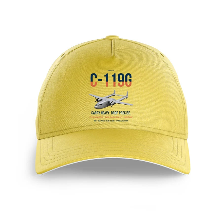 C-119G Flying Boxcar design on yellow printed hat