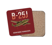 Thumbnail for B-25J Mitchell design on dark red 1 piece coaster