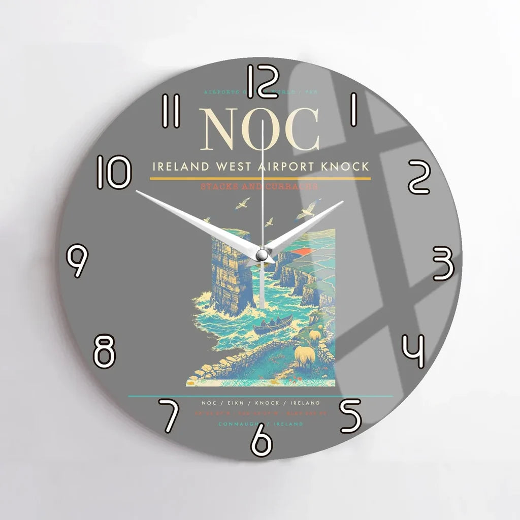Ireland West Airport Knock (NOC) design on gray no frame wall clock