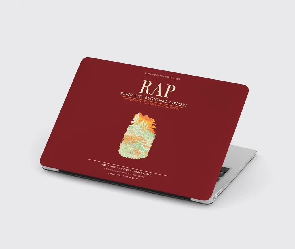 Rapid City Regional Airport (RAP) design on dark red MacBook case