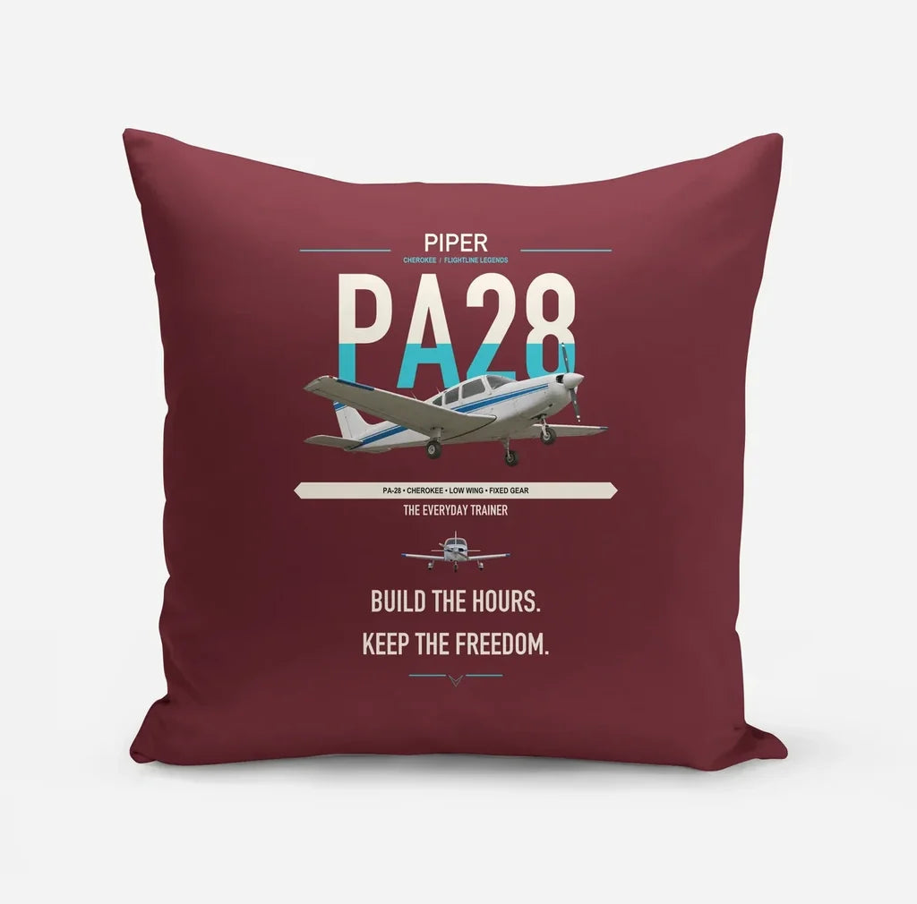 Piper PA-28 Cherokee design on dark red pillow