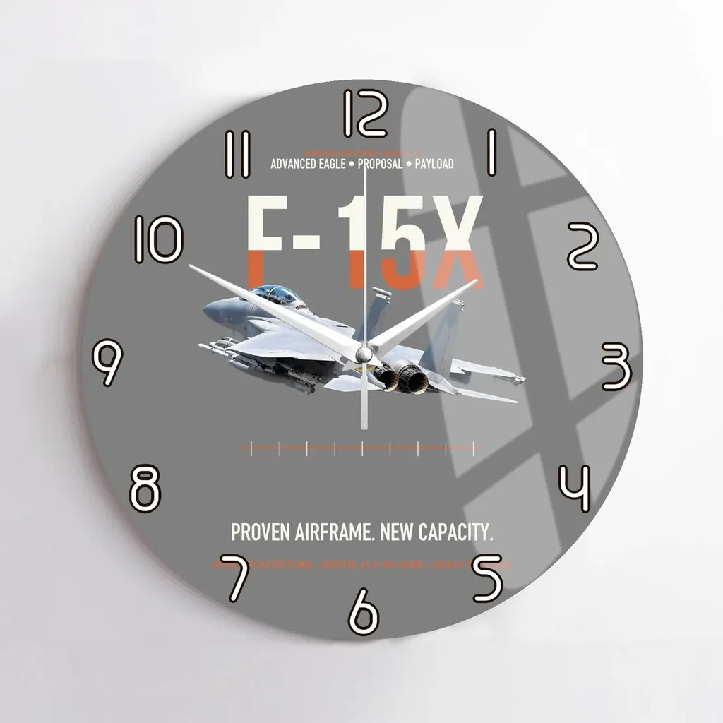 F-15X Advanced Eagle Proposal Proven Airframe New Capacity design on gray no frame wall clock