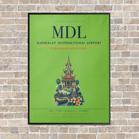 Thumbnail for Mandalay International Airport MDL vertical canvas print - framed - light green background