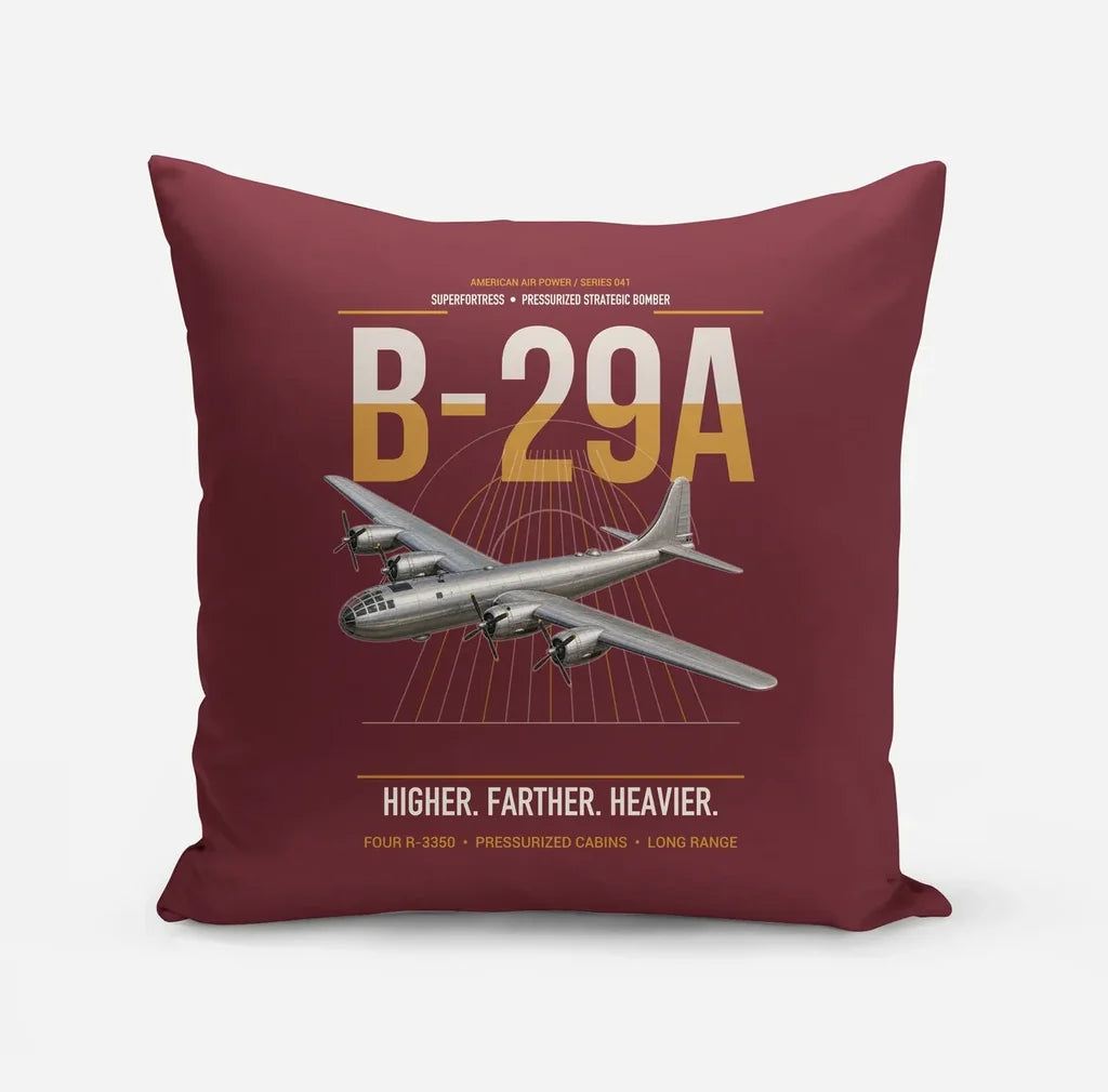 B-29A Superfortress design on dark red pillow