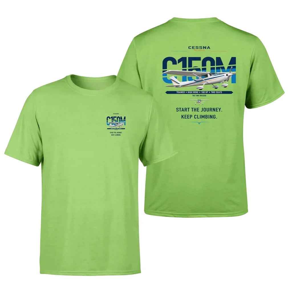Cessna 150M design on light green t-shirt, double-side print