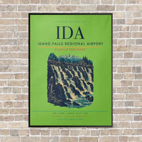 Thumbnail for Idaho Falls Regional Airport IDA vertical canvas print - framed - light green background