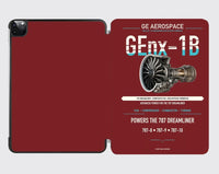 Thumbnail for GEnx-1B design on dark red ipad tablet case