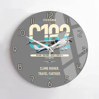 Thumbnail for Cessna 182 Skylane design on gray no frame wall clock
