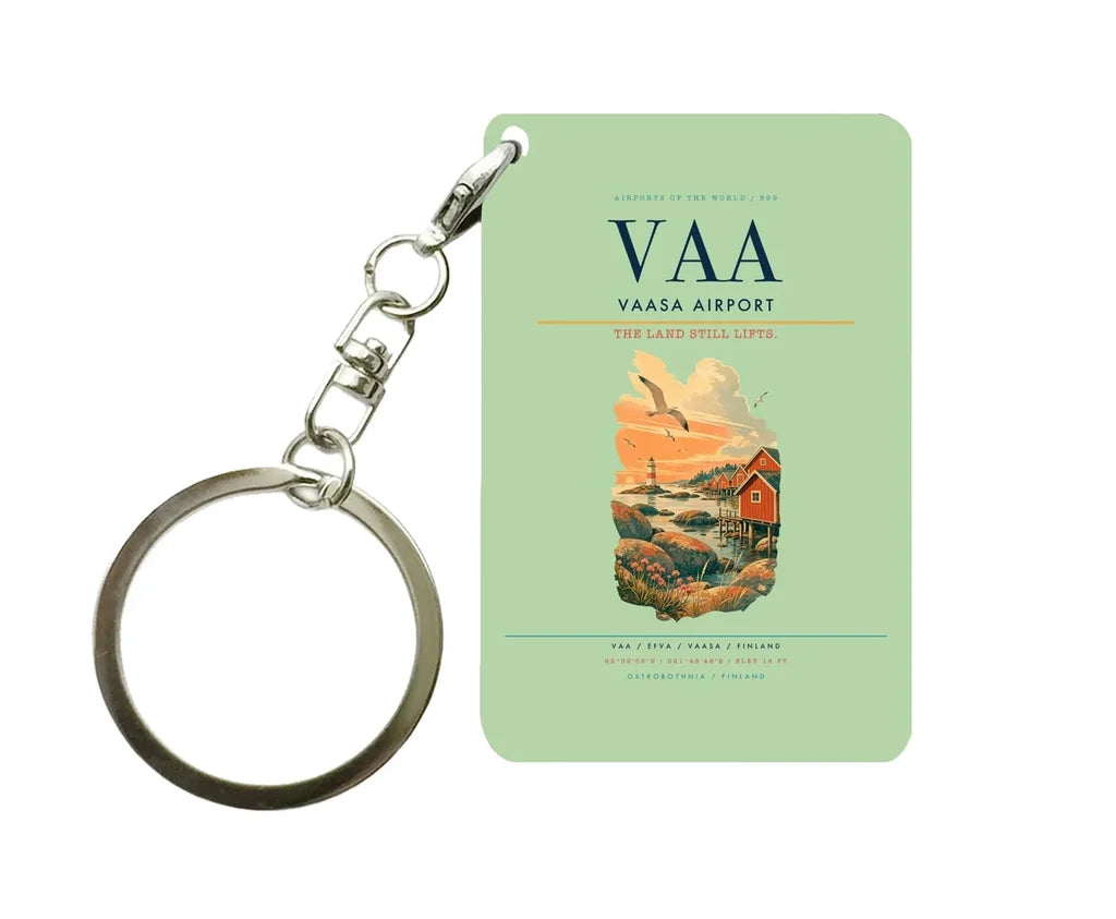 Vaasa Airport (VAA) design on light green key chain