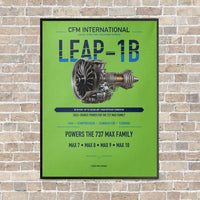 Thumbnail for CFM LEAP-1B vertical canvas print - framed - light green background