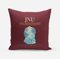 Thumbnail for Juneau International Airport (JNU) design on dark red pillow