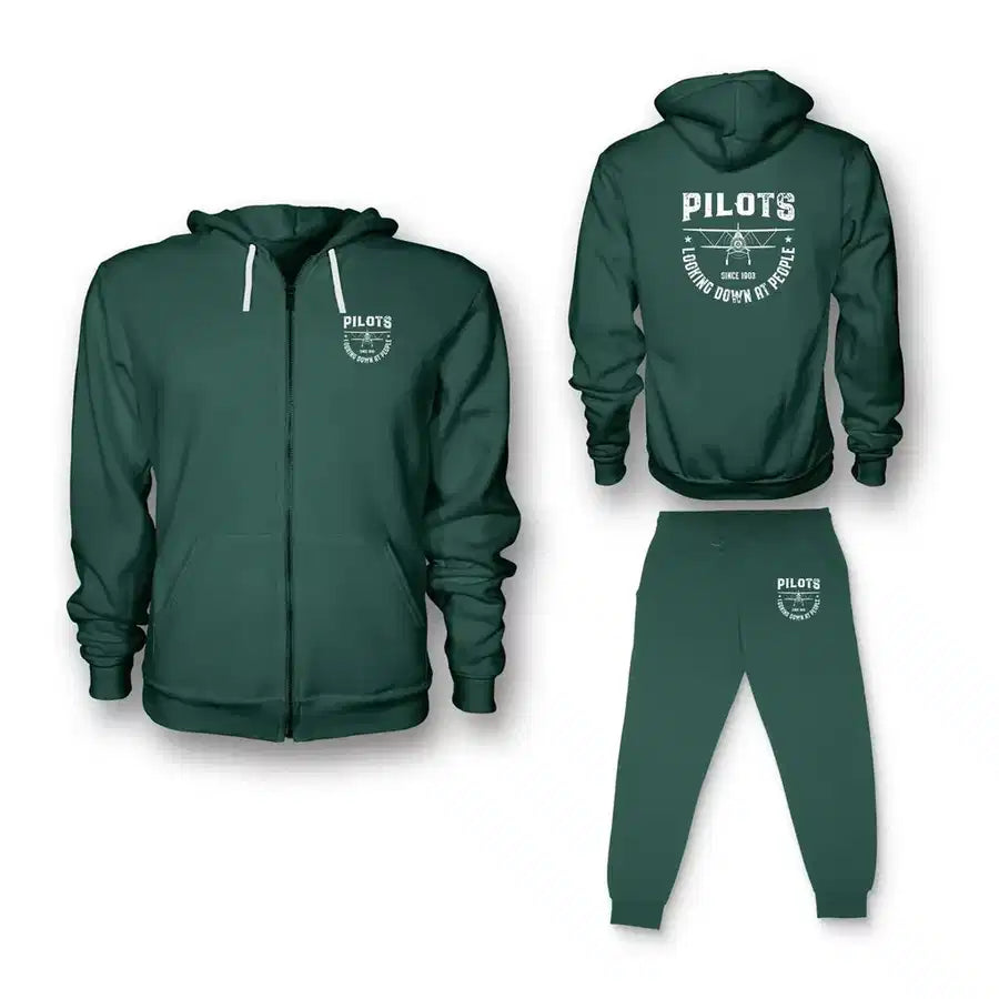 Pilots Looking Down at People Since 1903 Zipped Hoodie - Green