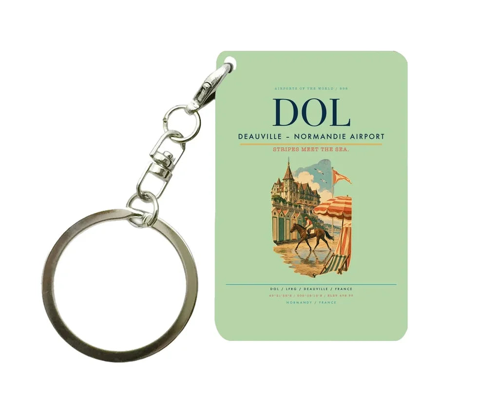 Deauville – Normandie Airport (DOL) design on light green key chain
