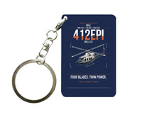 Thumbnail for Bell 412EPI design on navy blue designed key chain, double-side print