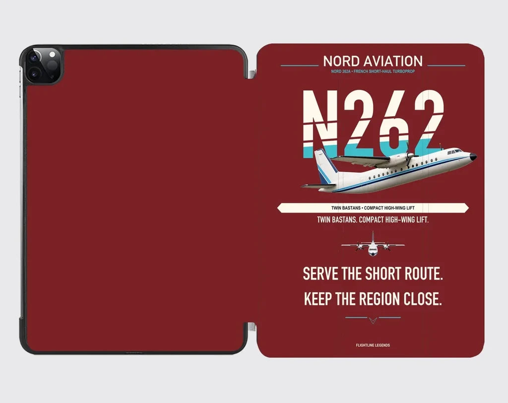 Nord 262A design on dark red ipad tablet case