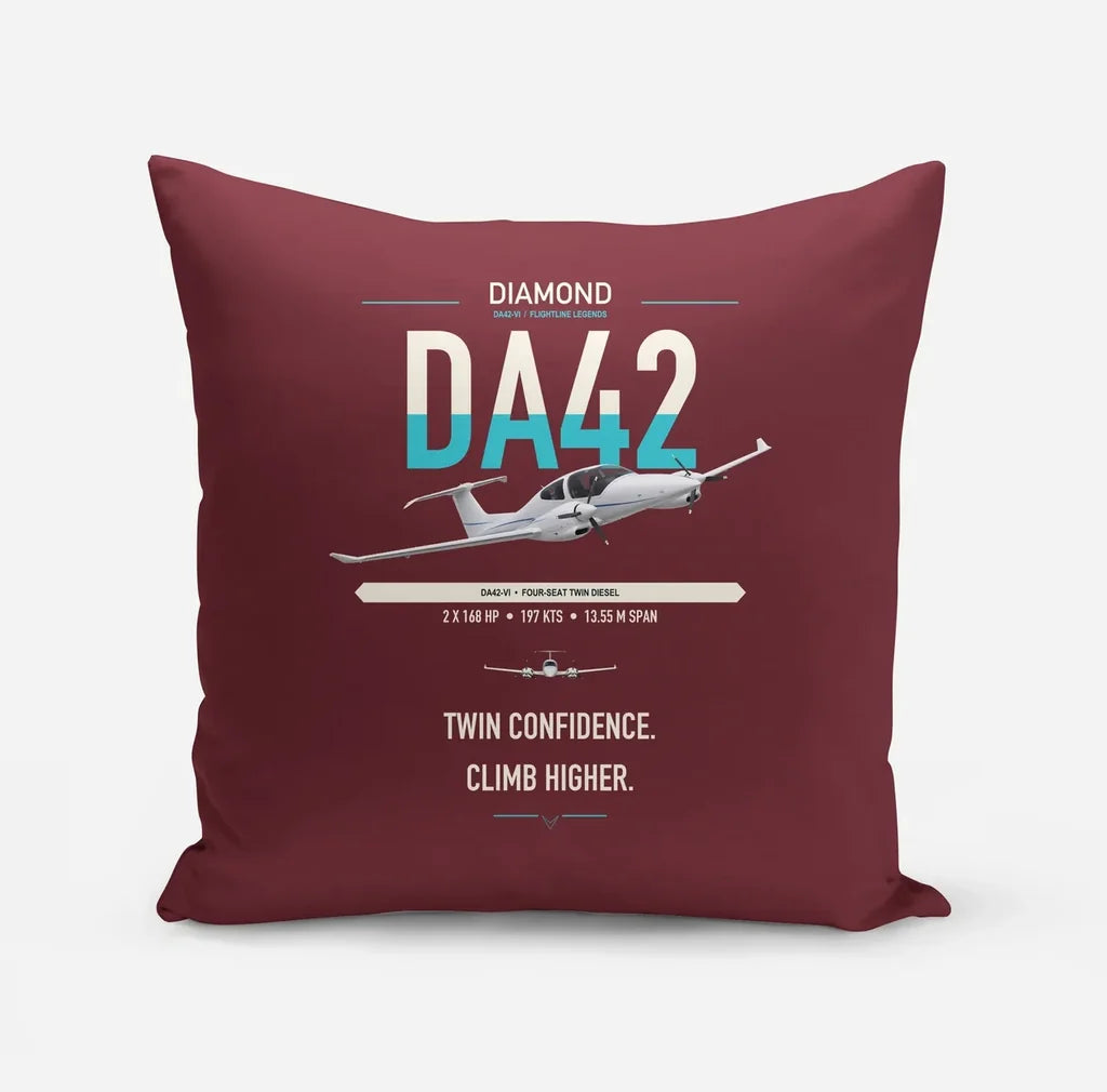 Diamond DA42-VI design on dark red pillow
