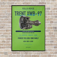 Thumbnail for TRENT XWB-97 vertical canvas print - framed - light green background