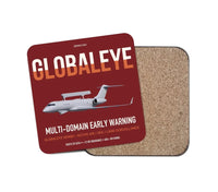 Thumbnail for Saab GlobalEye design on dark red 1 piece coaster