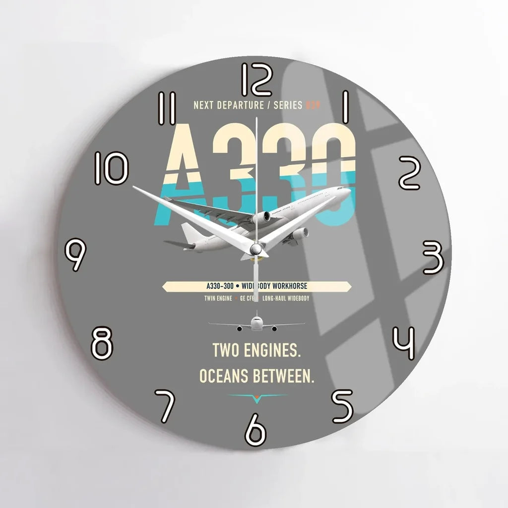 Airbus A330-300 design on gray no frame wall clock