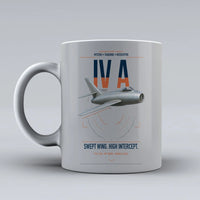 Thumbnail for Dassault Mystère IV A design on light gray ceramic mug, double-side print