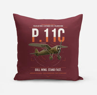 Thumbnail for PZL P.11c design on dark red pillow